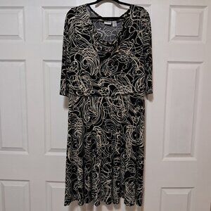 Black and Tan Swirl print Dress